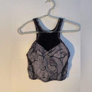 Lululemon ( SZ 6) Sport Bra Lulu Get It Om Mini Dottie Tribe Mesh High Neck EUC